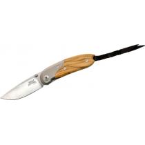LionSteel 8200 UL Mini Folding Knife - 2.36" Satin D2 Tool Steel Blade Olive Wood Handle with Titanium Bolsters