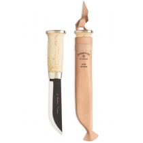 Marttiini Lapp Knife 240 - 5.11" Carbon Blade Curly Birch Handle Leather Sheath