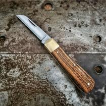 Michael May Knives UK EDC Lambfoot Pocket Knife Bocote Wood - 2.36" Carbon Steel Blade