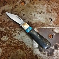Michael May Knives UK EDC Barlow Pocket Knife Ebony and Turquoise - 2.36" Carbon Steel Blade