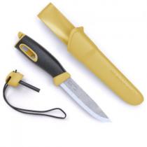 Mora Companion Spark Yellow - Bushcraft Knife with 4.1" Blade and Integrated Fire Starter
