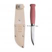 Mora Scout 39 Knife Lingonberry - 3.38" Blade, Finger Guard, Leather Sheath