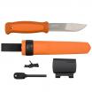 Mora Kansbol Burnt Orange Knife with Survival Kit - Bushcraft Knife Fixed 4.3" Blade, TPE Handle, Polypropylene Sheath