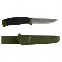 Mora Companion Knife Military Green - 4" Carbon Steel Blade, Black Rubber Handle