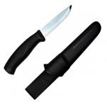 Mora Companion Knife Black - 4" Stainless Steel Blade, Rubber Handle, Polymer Sheath