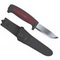 Morakniv Pro C Knife - 3.58" Carbon Steel Blade, Red and Black TPE Rubber Handle