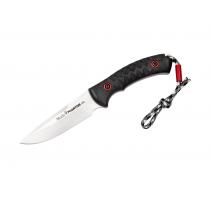Muela Phantom 12W Fixed Blade Knife - 4.56" Blade Red and Black Micarta Handle Leather Sheath