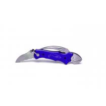 Myerchin Sailors Tool Knife - 2.25" Part Serrated Blade, Marlin Spike, Shackle Pliers - Blue Anodised Aluminum Handle