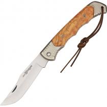 Nieto Campana Navaja Linea Knife - 3.5" Stainless Steel Blade, Finger Grooved Natural Olive Wood Handle