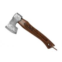Njord Skade Small Camp Axe - 8cm Damascus Blade, Red Wood Handle, 584g with Wooden Gift Box