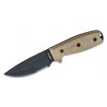 Ontario RAT-3 Fixed Blade Knife - 3.75" Combo Blade, Micarta Handle, Nylon Sheath