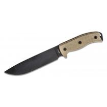 Ontario RAT-7 Bushcraft Knife - 7" Carbon Steel Plain Blade, Micarta Handle, Nylon Sheath