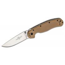 Ontario RAT Model 1 Coyote Brown Folding Knife 3.6" Satin Plain Blade, Brown Nylon Handles