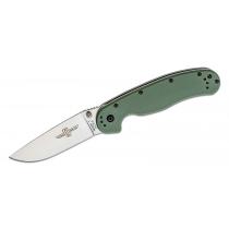 Ontario RAT Model 1 OD Green Folding Knife 3.6" Satin Plain Blade, Green Nylon Handles