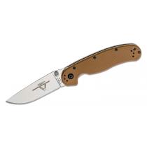 Ontario RAT Model 2 Coyote Brown Folding Knife -  3.0" Satin Plain Blade, Brown Nylon Handles
