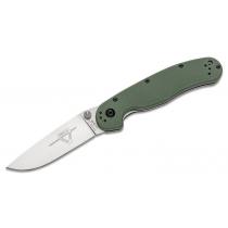 Ontario RAT Model 2 Green Folding Knife 3.0" Satin Plain Blade, Green Nylon Handles