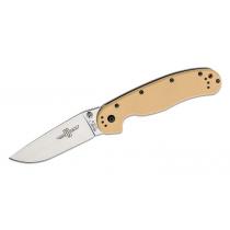 Ontario RAT Model 1 Desert Tan Folding Knife 3.6" Satin Plain Blade, Desert Tan Nylon Handles
