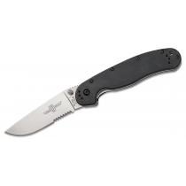 Ontario RAT Model 1 Folding Knife 3.6" Satin Combo Blade, Black Nylon Handles