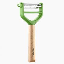 Opinel Green T-Duo Peeler with Wood Handle - Dual Blade With Standard Peeler Blade and Julienne Blade