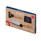 Opinel Le Petit Blue Chef Knife Peeler and Finger Guard Box Set - 3.93" Rounded Blade, Finger Guard and Peeler