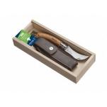 Opinel No. 8 Mushroom Knife and Pouch Gift Set - 3.34" Blade, Boar Hair Brush, Leather Sheath, Wooden Gift Box