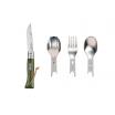 Opinel Green Complete Picnic Set - No.8 Knife, Fork and Spoon Inserts for Knife, Microfibre Towel