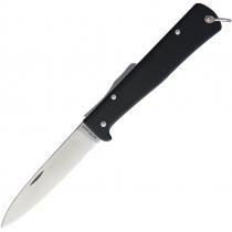 Otter Mercator Pocket Clip Knife - 3.25" Carbon Steel Blade, Black Stainless Handle