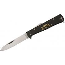 Otter Mercator Solingen K55 Black Cat Knife - 3.5" Stainless Steel Blade, Black Stainless Steel Handle - L154S