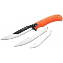 Outdoor Edge RazorMax Fixed Blade Knife 3.5" and 5" Interchangeable Blades, Orange Handle, Nylon Sheath