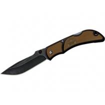 Outdoor Edge Small Chasm Folding Knife 2.5" Black Stonewash Plain Blade, Coyote Brown Zytel Handles