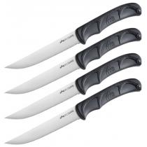 Outdoor Edge Wildgame 4pc Steak Knife Set 5" Satin Serrated Blades, Black Handles