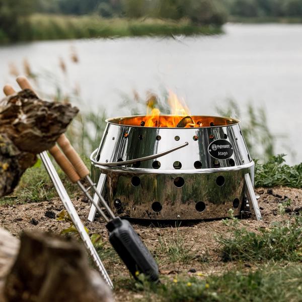 Petromax Atago Stove - Stainless Steel Outdoor Charcoal, Briquettes or Firewood Cooker and Grill 
