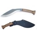 Condor Heavy Duty Kukri Knife Fixed 10.01" 1075 Carbon Steel Blade, Walnut Wood Handles, Welted Leather Sheath