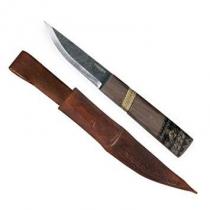 Condor Indigenous Puukko Knife 3.9" 1095 Carbon Steel Blade, Walnut Handles, Welted Leather Sheath