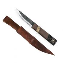 Condor Mini Indigenous Puukko Knife 3.29" 1095 Carbon Steel Blade, Walnut Handles, Welted Leather Sheath
