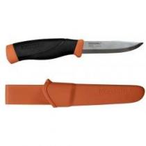 Mora Companion Heavy Duty Knife -  4.1" Stainless Steel Blade, Burnt Orange and Black Rubber Handle