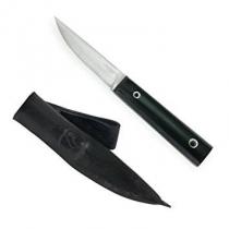 Condor Urban Puukko Knife 3.29" 1095 Carbon Steel Blade, Black Paper Micarta Handles, Welted Leather Sheath