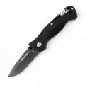 Ganzo G611 Black Folding Pocket Knife 75mm Blade - with Whistle