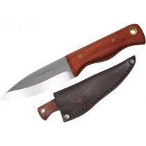 Condor Mini Bushlore Camp Knife 3" Carbon Steel Satin Blade, Hardwood Handles, Leather Sheath