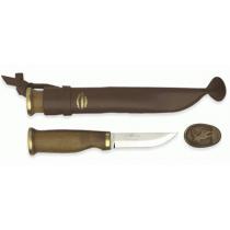 Marttiini Moose 3.34" Knife Carbinox T508 Blade Birch Handle Leather Sheath