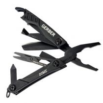 Gerber Dime Black Mini Multi-Tool - 10 Components - Inc Pliers Wire Cutters and Fine Edge Blade