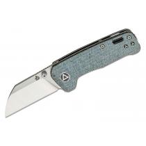 QSP Penguin Mini Folding Knife 2.25" Satin Sheepsfoot Blade Denim Blue Micarta Handle