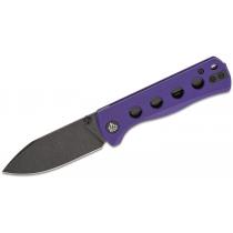 QSP Canary Folding Knife - 2.84" 14C28N Black Stonewashed DP Blade Purple G10 Handle
