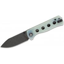 QSP Canary Folding Knife - 2.84" 14C28N Black Stonewashed DP Blade Jade G10 Handle