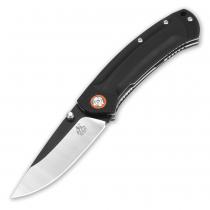 QSP Copperhead Folding Knife - 3.5" Stonewashed Satin Blade - Black and Red G10 Handle