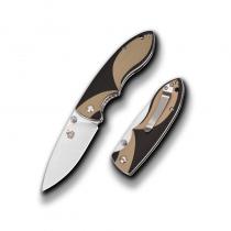 QSP Piglet Folding Knife - 3.12" Satin Finish Blade, Tan Brown G10 Handle