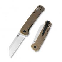 QSP Penguin Folding Knife - 3.06" Blade Brass Stonewash Handle