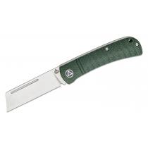 QSP Hedgehog UK EDC Folding Knife - 2.88" Satin Cleaver Blade, Green Micarta Handles - QS142-A