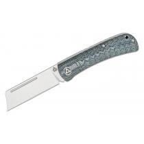 QSP Hedgehog UK EDC Folding Knife - 2.88" Satin Cleaver Blade, Denim Blue Micarta Handles - QS142-B
