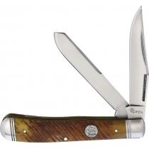 Queen Trapper Sawcut Bone UK EDC Pocket Knife - 2.87" Blade Brown Bone Handle